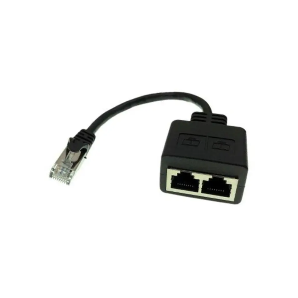 Rj45 1 To 2 Ethernet Network Splitter Extension Adapter Cable Black