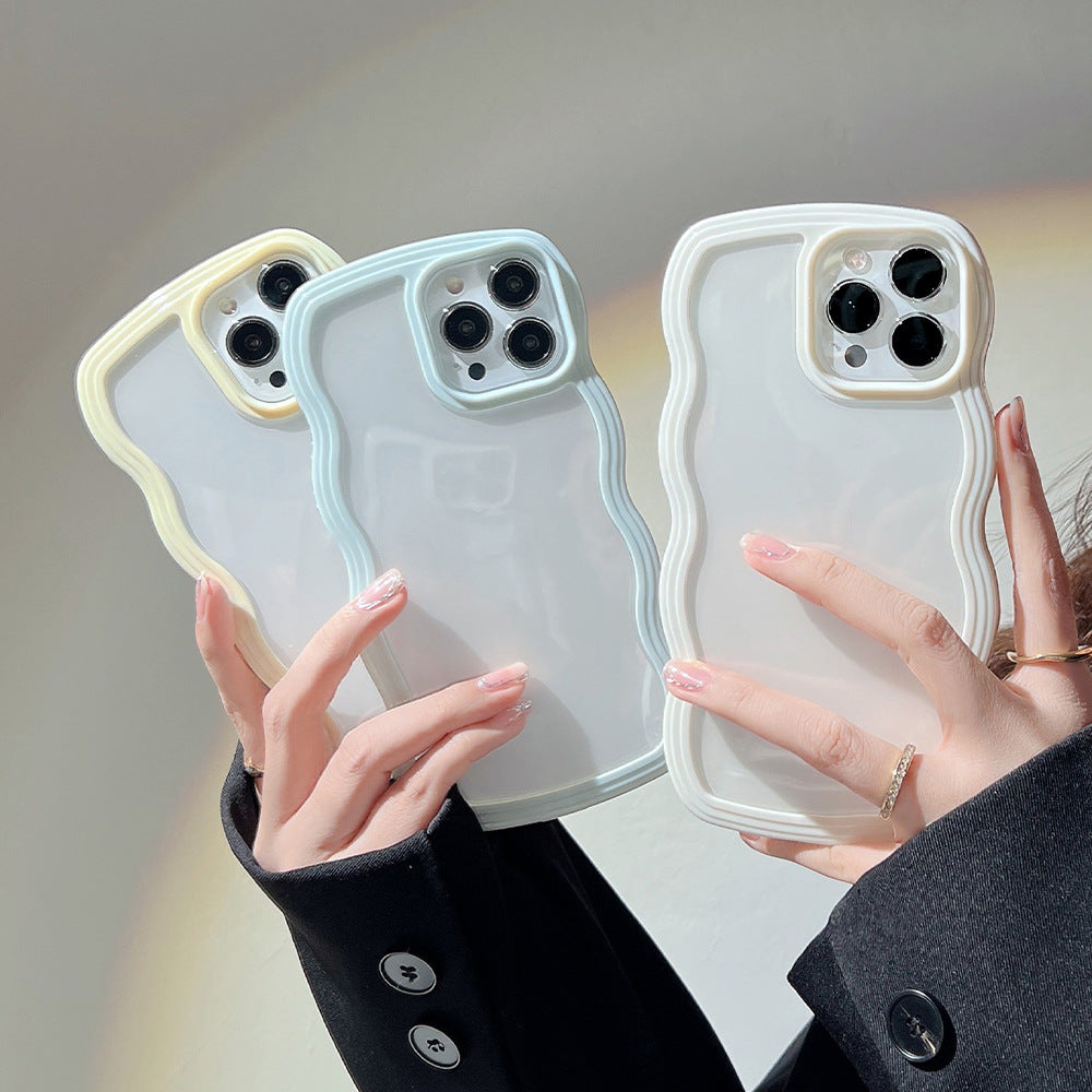 Wave Border Mobile Phone Case Solid Color Simple Candy