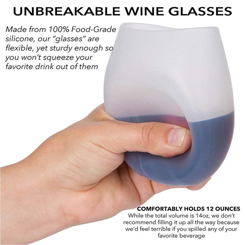 Unbreakable Silicone Wine Glasses Bpa Free Printed Outdoor Cups For Travel Picnic Pool Boat Camping