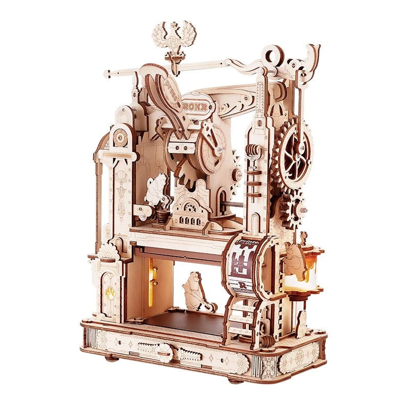 Robotime Rokr Printing Press 3D Diy Puzzle Wooden Toys Building Block Kit Lk602