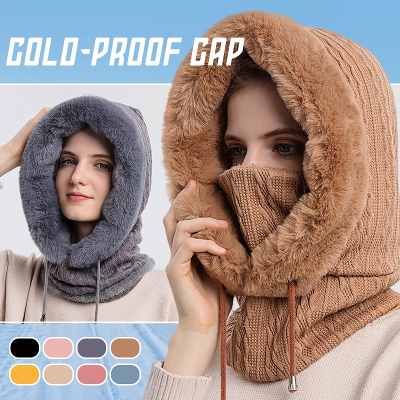 Winter Thick Plush Hat With Scarf Windproof Warm Knit Hats Hooded For Women Uni