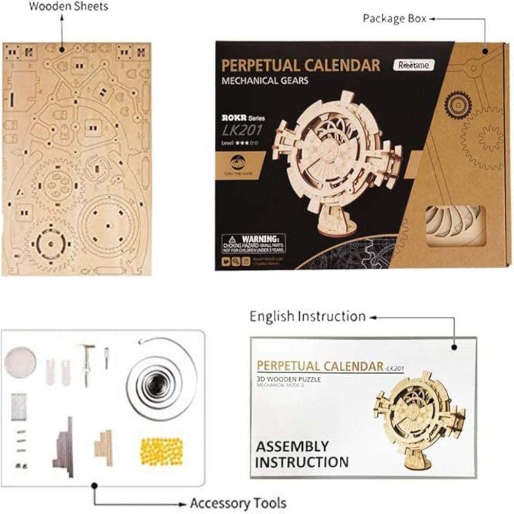 3D Puzzles Perpetual Calendar Wooden Model Kits Brain Teasers Sets Lk201