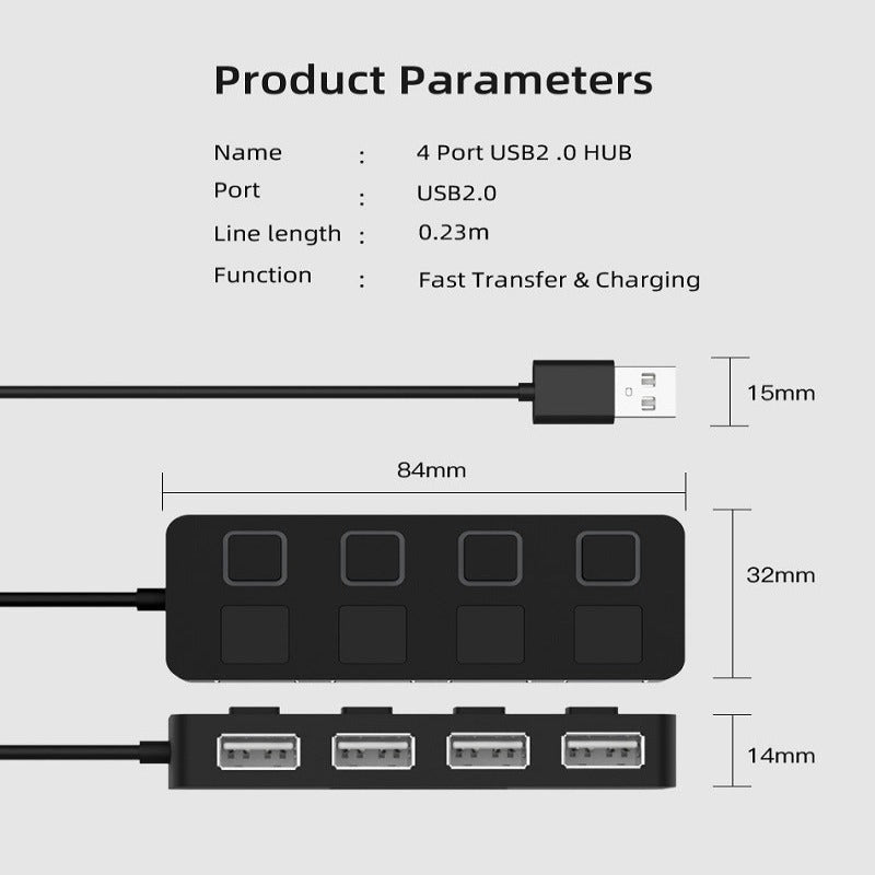 Usb 4-Port Hub Multi-Usb Splitter Extender