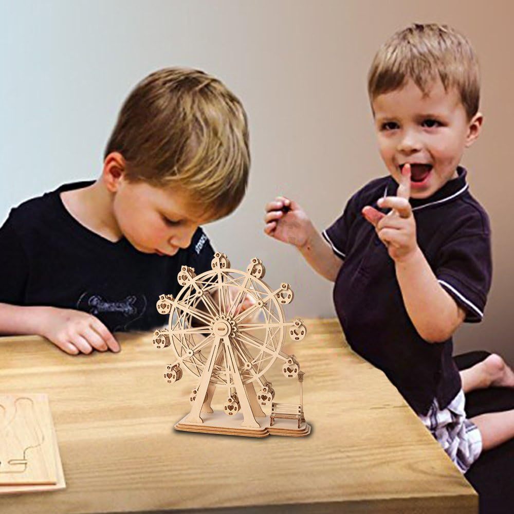 Robotime Rolife Ferris Wheel Woodcraft Construction Kit Modular Mechanical Model 3D Wooden Puzzle For Self Assembly Toy