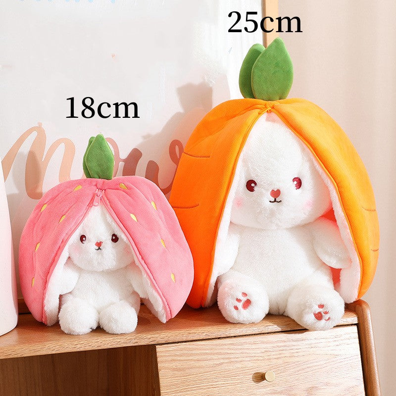 Fruit Transfigured Bunny Plush Toy Cute Carrot Strawberry Turn Into