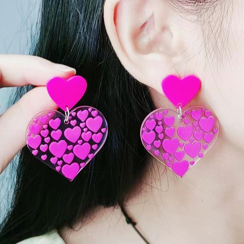Veile Studios Valentines Day Rose Red Love Heart Earrings For Women