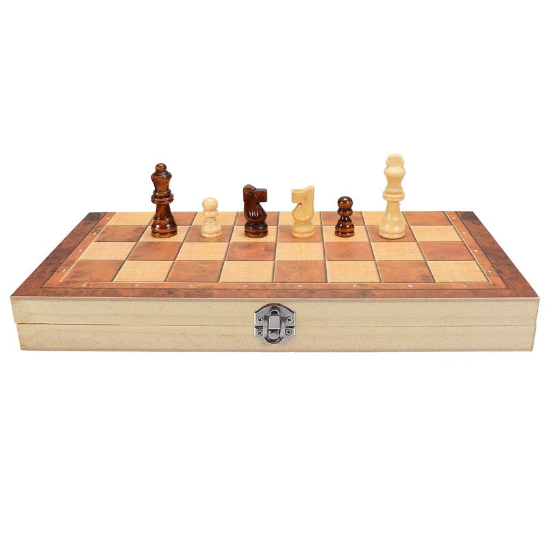3 In 1 Folding Chess Set Family Board Games Checkers Backgammon