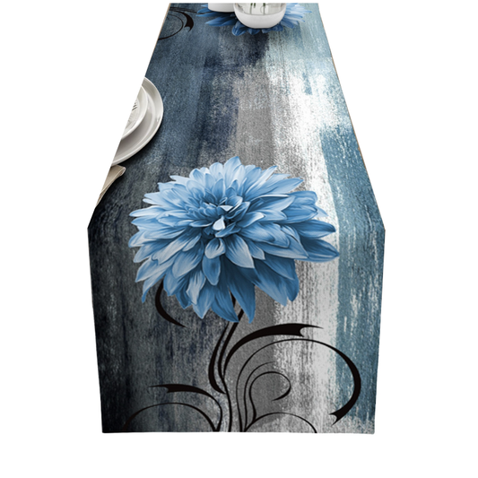 Dahlia Flower Print Table Runner Simple Home Party Dining Decor Tablecloth