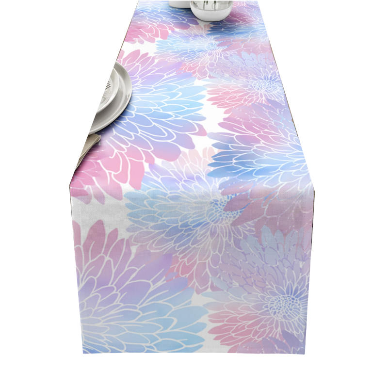 Dahlia Flower Print Table Runner Simple Home Party Dining Decor Tablecloth