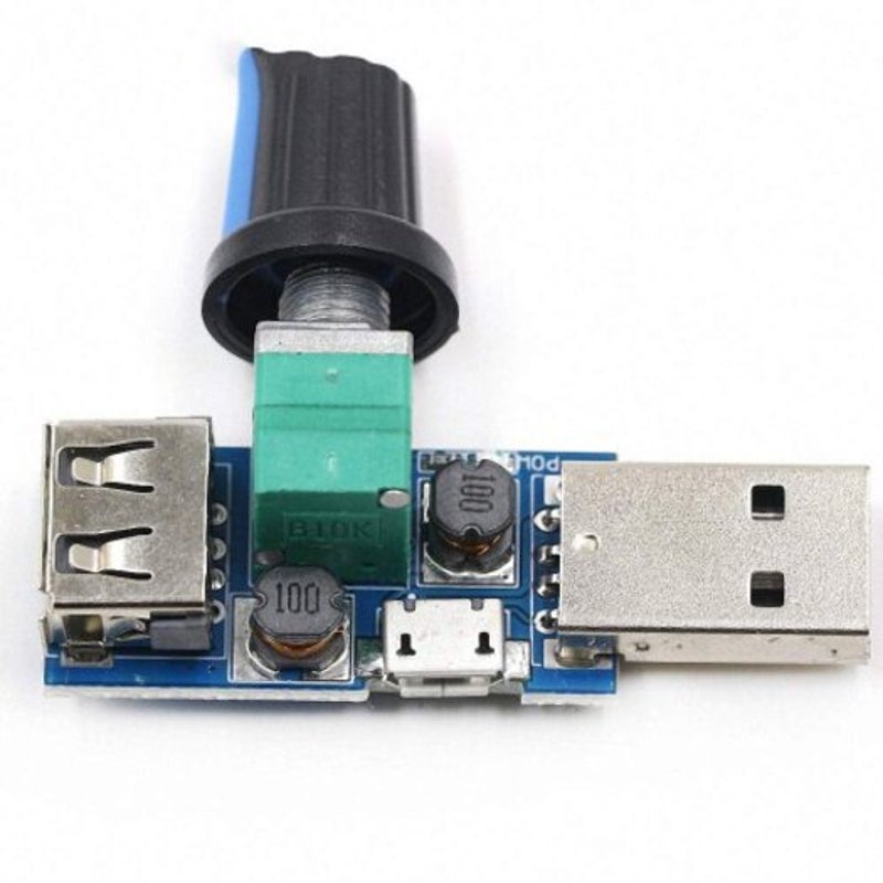 Dc 4 12V 5W Usb Fan Stepless Governor Speed Controller Adjustable Drive Blue 1Pc