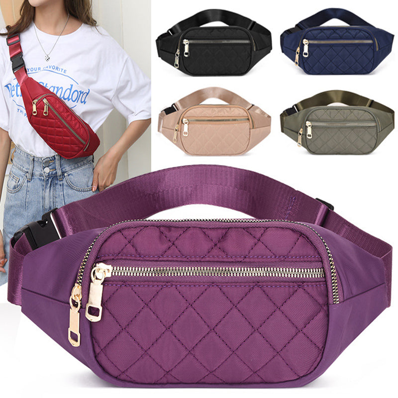 Rhombus Fanny Packs For Women Crossbody Waist Bags Sports Hiking Cycling Running