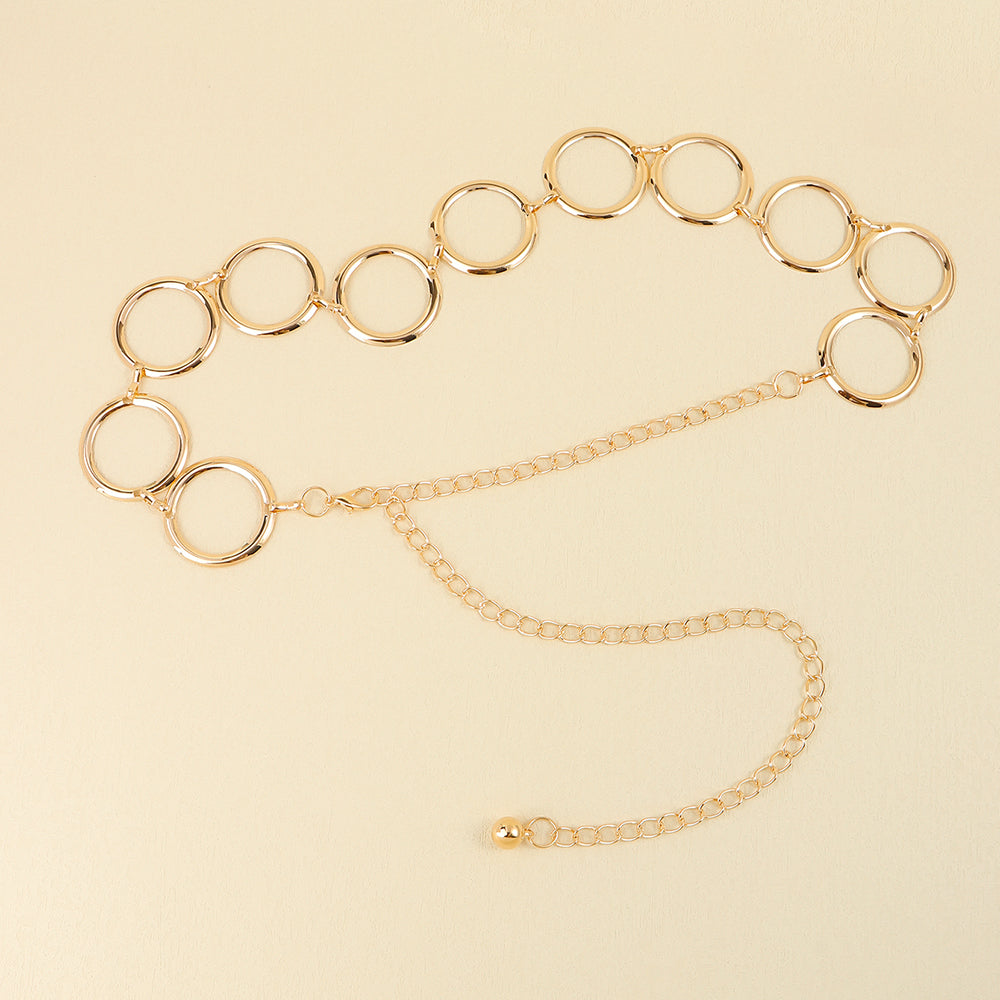 Veile Studios Fashion Circle Metal Waist Chain Belt Women Decorative Dress Hollow Accessories