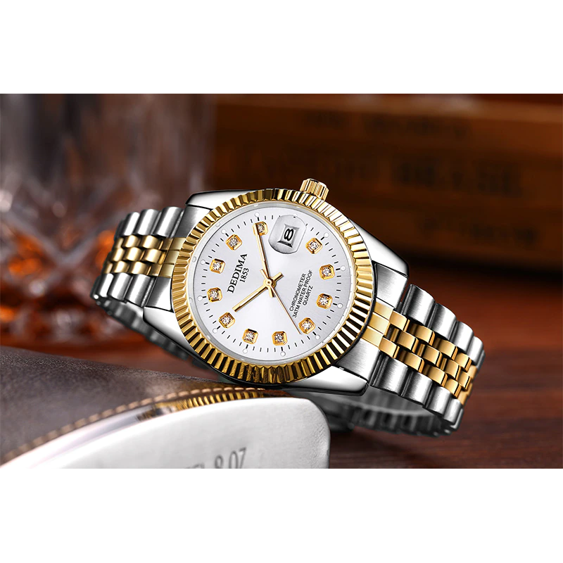 Veile Studios Men's Luxury Fashion Calendar Stainless Steel Quartz Dress Watch White