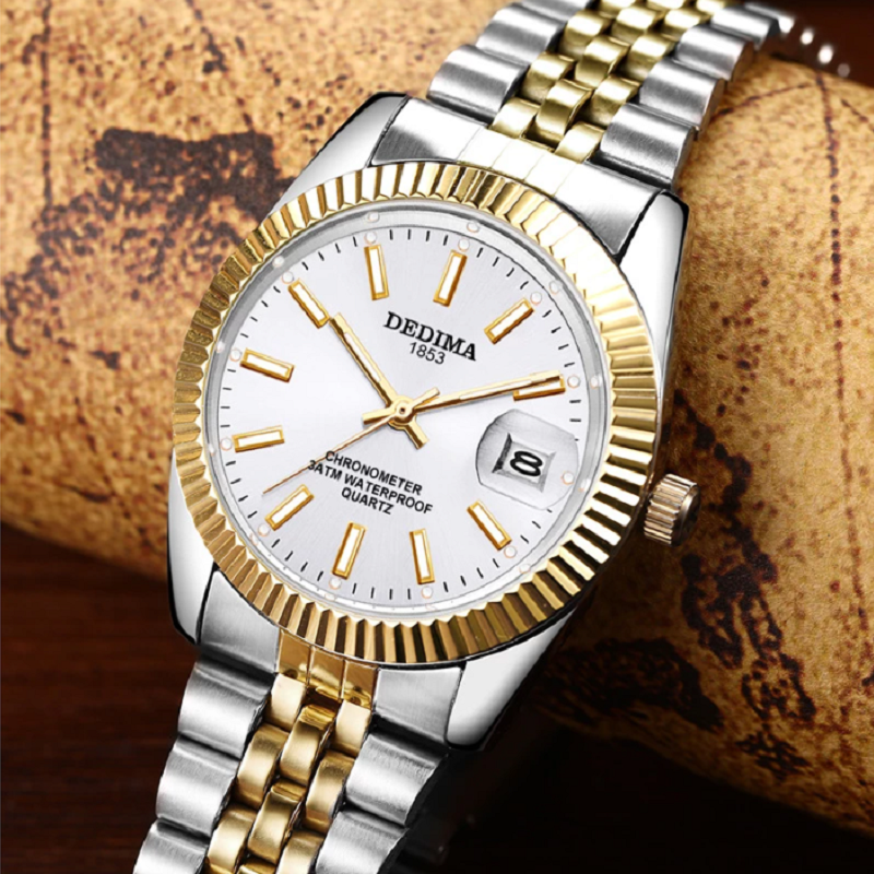 Veile Studios Men's Luxury Fashion Calendar Stainless Steel Quartz Dress Watch White
