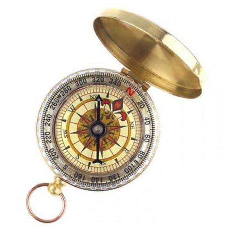 Deluxe Outdoor Compass Keychain For Hiking Camping Gold
