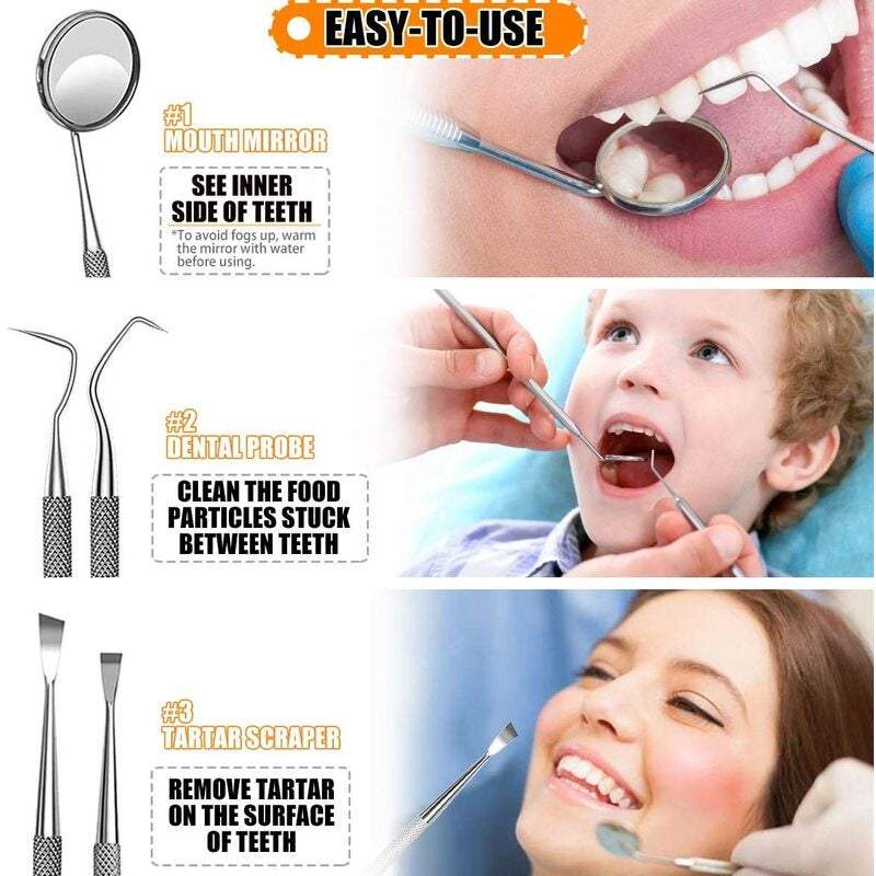 Oral Care Dental Tools 5 Piece Tooth Cleaning Stainless Steel Molar Dentist Dog Tweezers Set