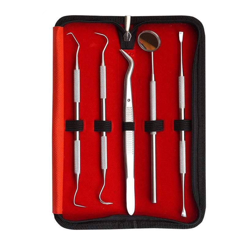 Oral Care Dental Tools 5 Piece Tooth Cleaning Stainless Steel Molar Dentist Dog Tweezers Set