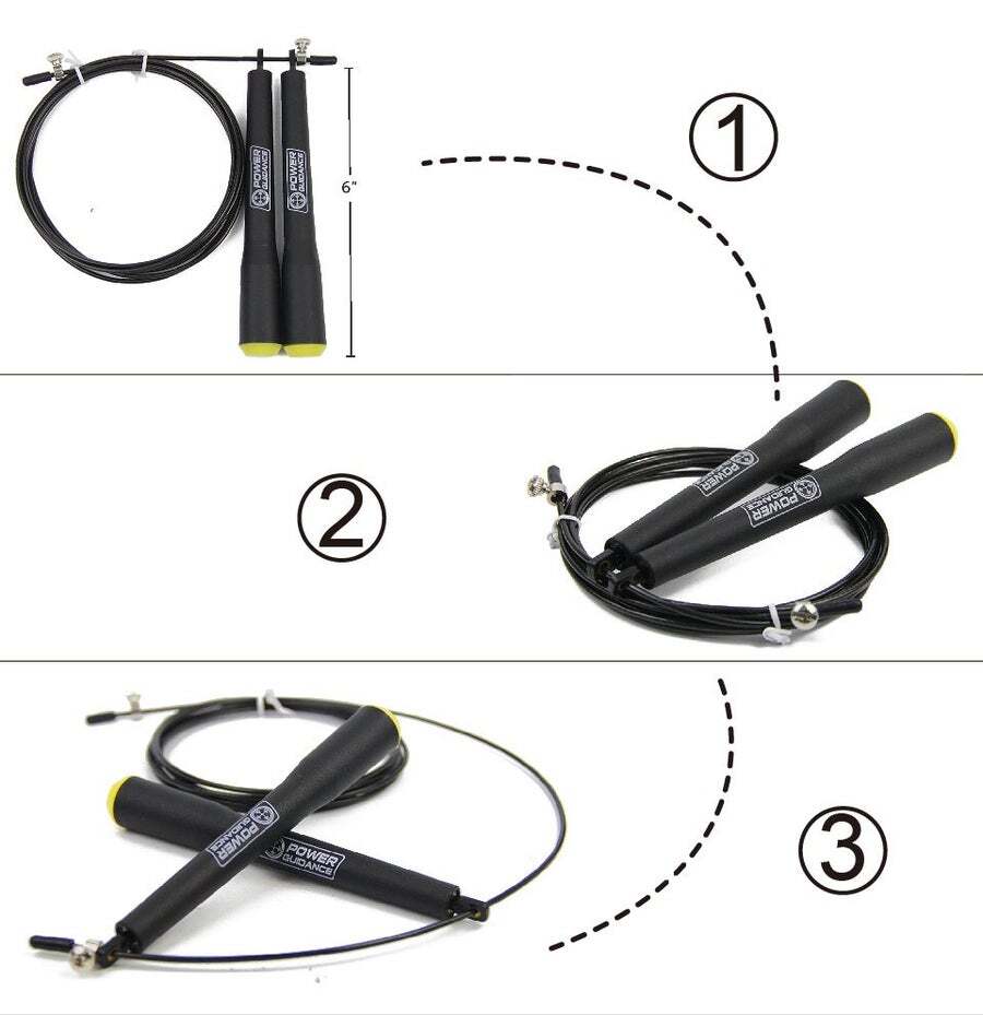 3M Speed Skipping Rope Double Ball Bearing Gym Fitness Jump With Spare Black