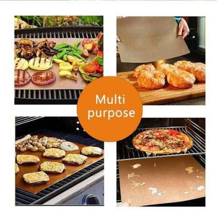 5Pcs Bbq Grill Mats Reusable Baking Cooking Sheet Non Stick Teflon Barbecue Pad