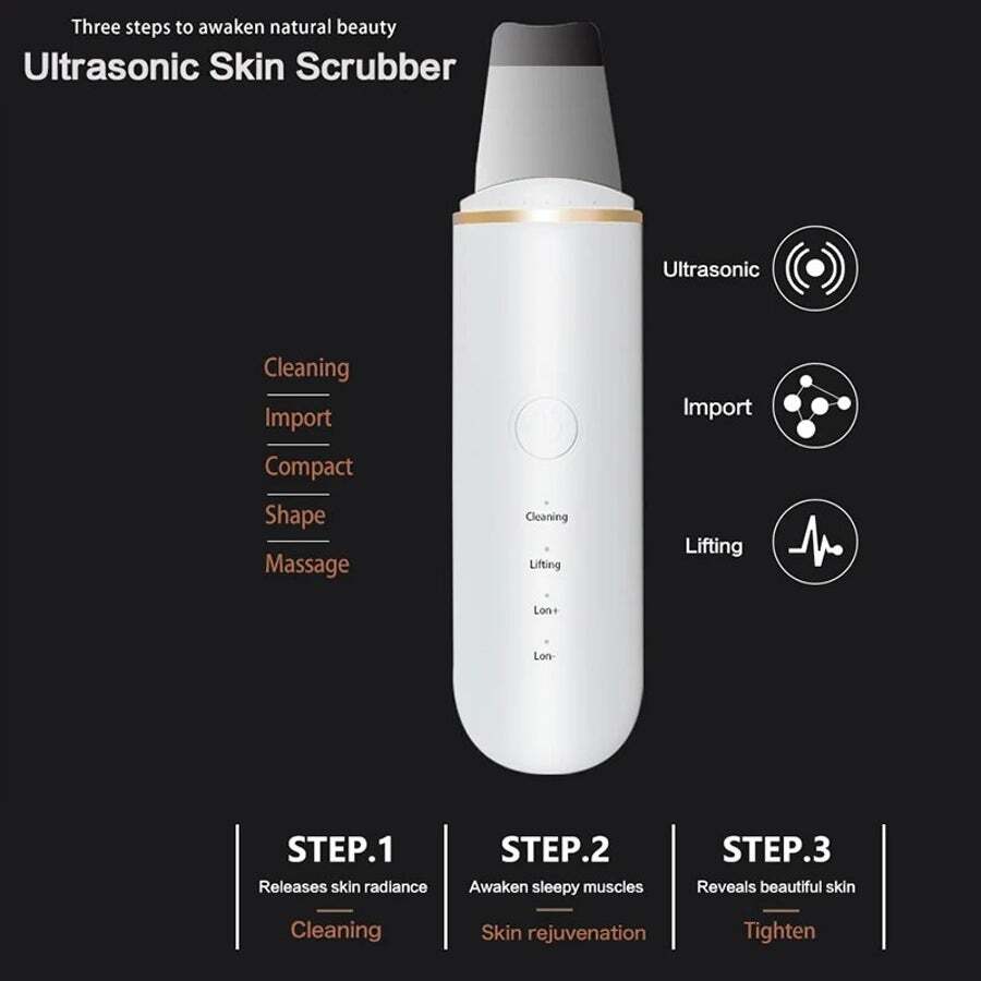 Ultrasonic Skin Scrubber Electric Vibration Deep Face Cleaning Peeling Shovel Facial Pore Cleaner Lifting Massager Beaut