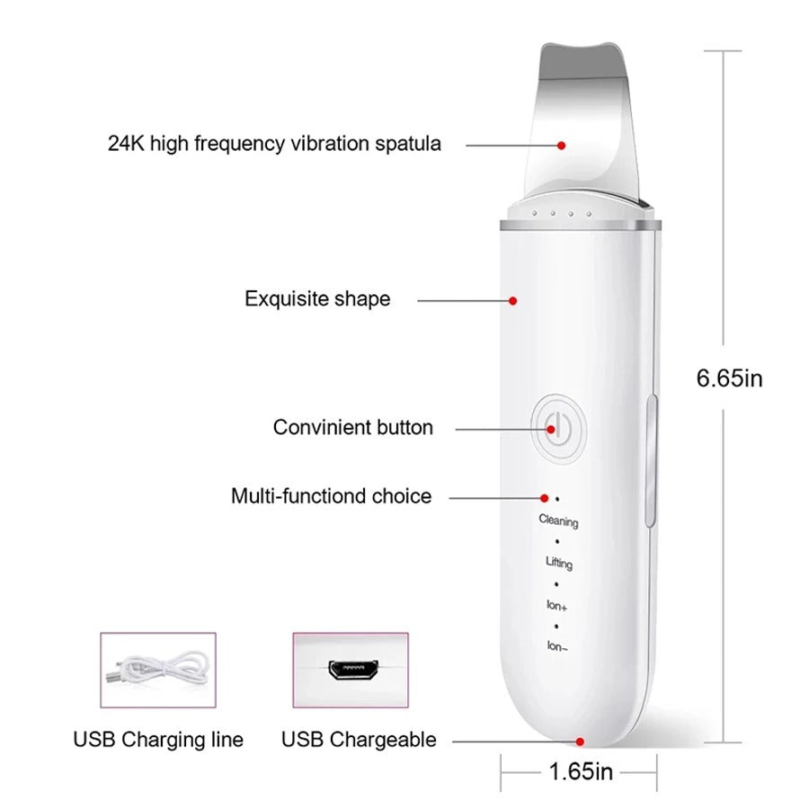 Ultrasonic Skin Scrubber Electric Vibration Deep Face Cleaning Peeling Shovel Facial Pore Cleaner Lifting Massager Beaut