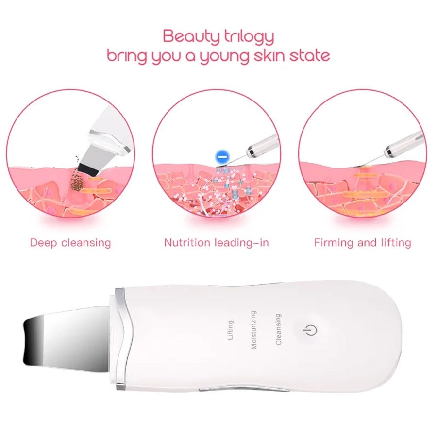 Ultrasonic Skin Scrubber Facial Cleaning Peeling Device