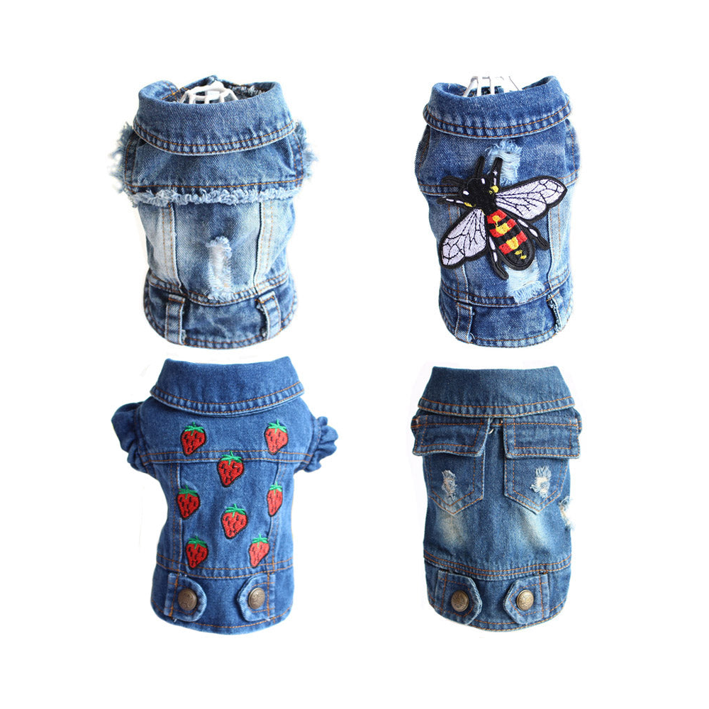 Designer Denim Dog Clothes Small Jacket Pet Clothing