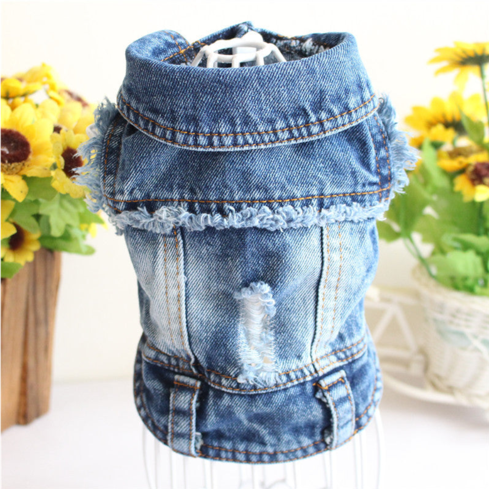 Designer Denim Dog Clothes Small Jacket Pet Clothing