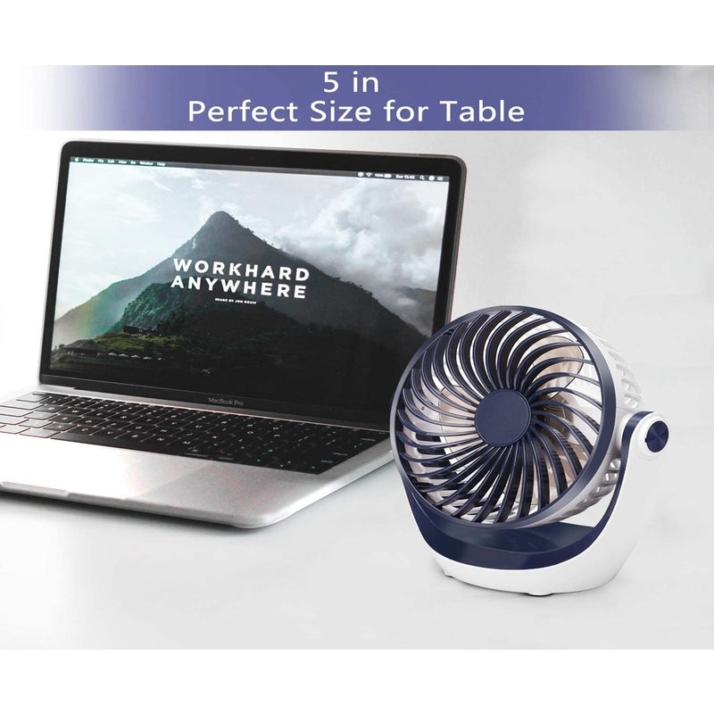 Desk Fan Small Table With Strong Airflow Portable 3 Speeds Head 360 Mini Personal