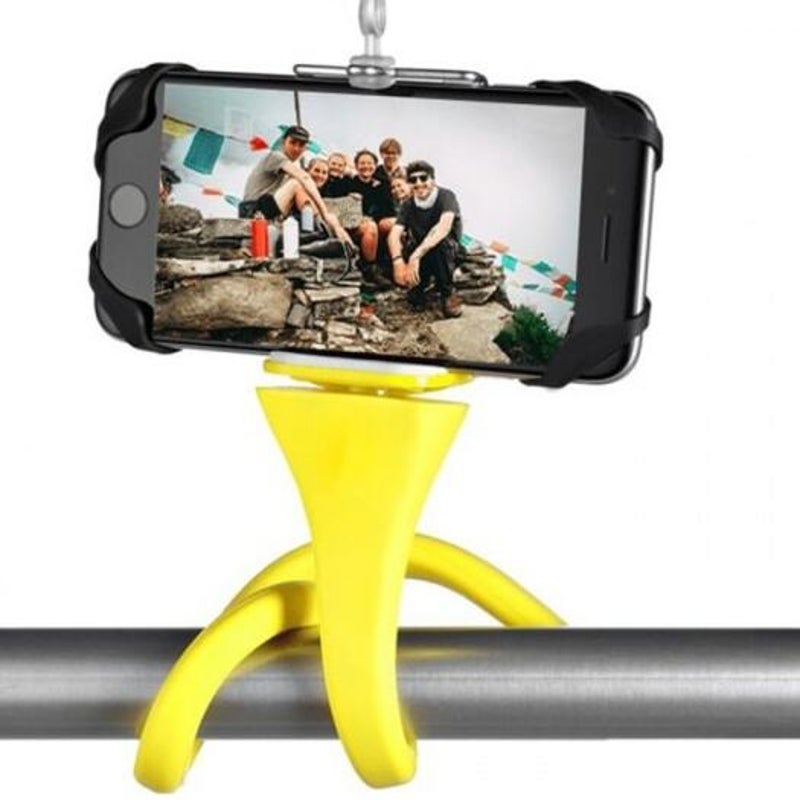 Desktop Bedside Car Bicycle Flexible Phone Holder Bracket Folding Caterpillars Snake Shape For Live Selfie Yellow
