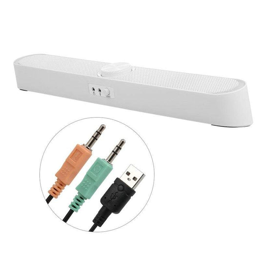 Speakers Desktop V 198 Usb Powered Sound Bar Computer With Led Lights 3.5Mm Audio Mic Plug Wired Soundbar For Pc Cellpho