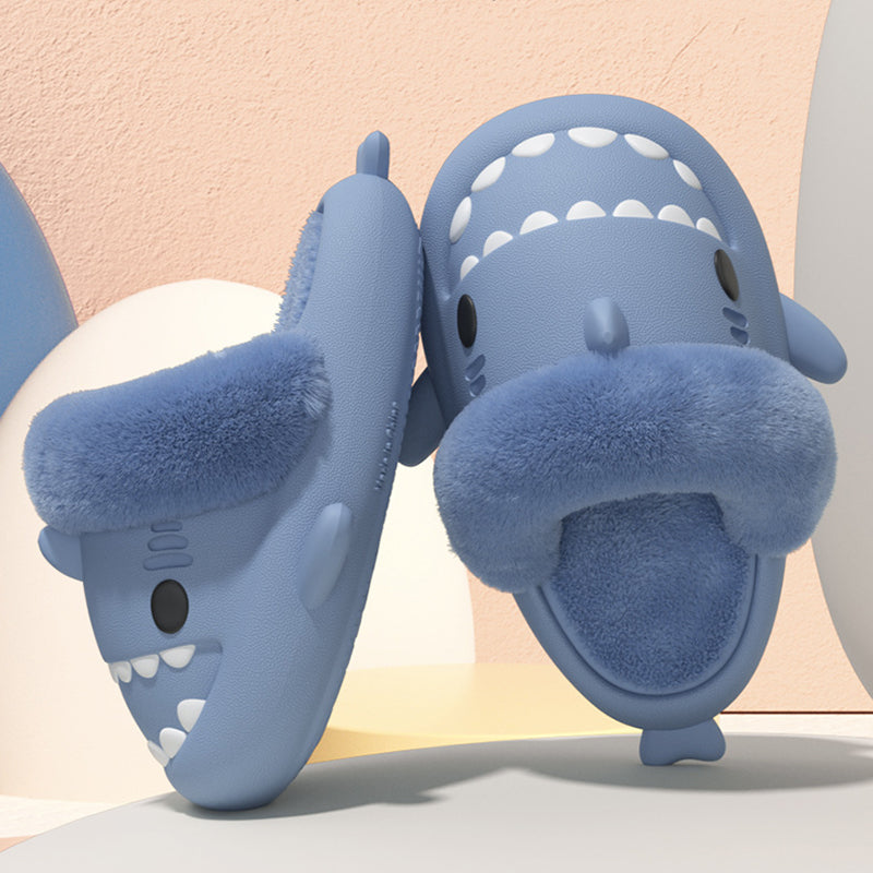 Winter Shark Slippers Detachable Warm Fuzzy Bedroom House Shoes Women