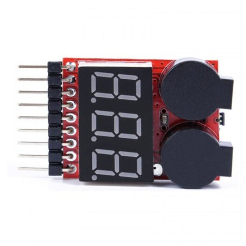 Digital 2 In1 Low Buzzer Alarm 1S 8S Lipo On Rc Voltage Meter Monitor Tester Black