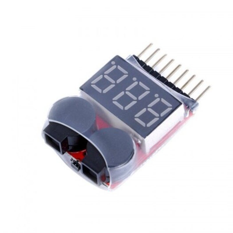 Digital 2 In1 Low Buzzer Alarm 1S 8S Lipo On Rc Voltage Meter Monitor Tester Black