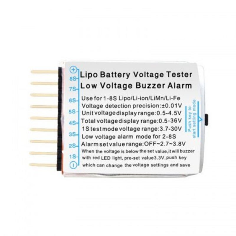 Digital 2 In1 Low Buzzer Alarm 1S 8S Lipo On Rc Voltage Meter Monitor Tester Black