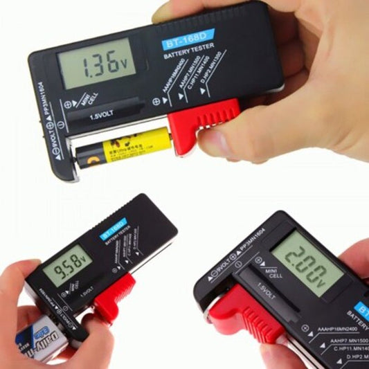 Digital Battery Tester Volt Checker For Aa Aaa 9V 1.5V Button Cell Black