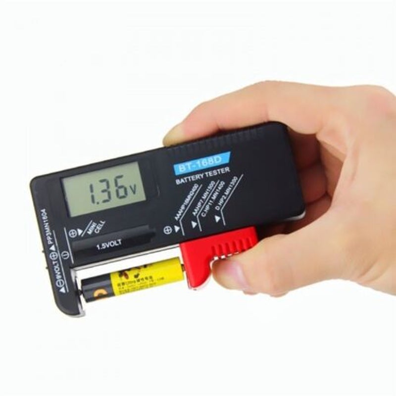 Digital Battery Tester Volt Checker For Aa Aaa 9V 1.5V Button Cell Black