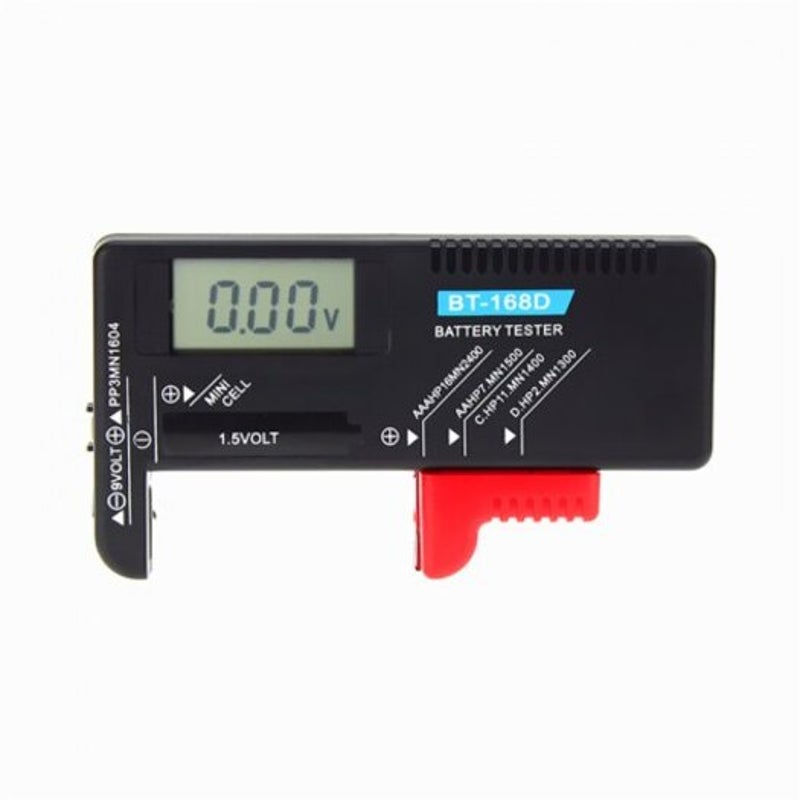 Digital Battery Tester Volt Checker For Aa Aaa 9V 1.5V Button Cell Black