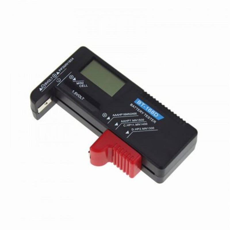 Digital Battery Tester Volt Checker For Aa Aaa 9V 1.5V Button Cell Black