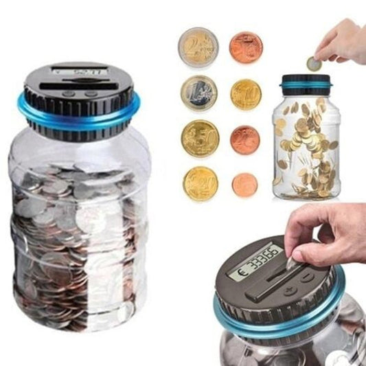 Digital Lcd Screen Automatically Counts Piggy Bank Milk White Eur
