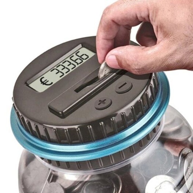 Digital Lcd Screen Automatically Counts Piggy Bank Milk White Eur