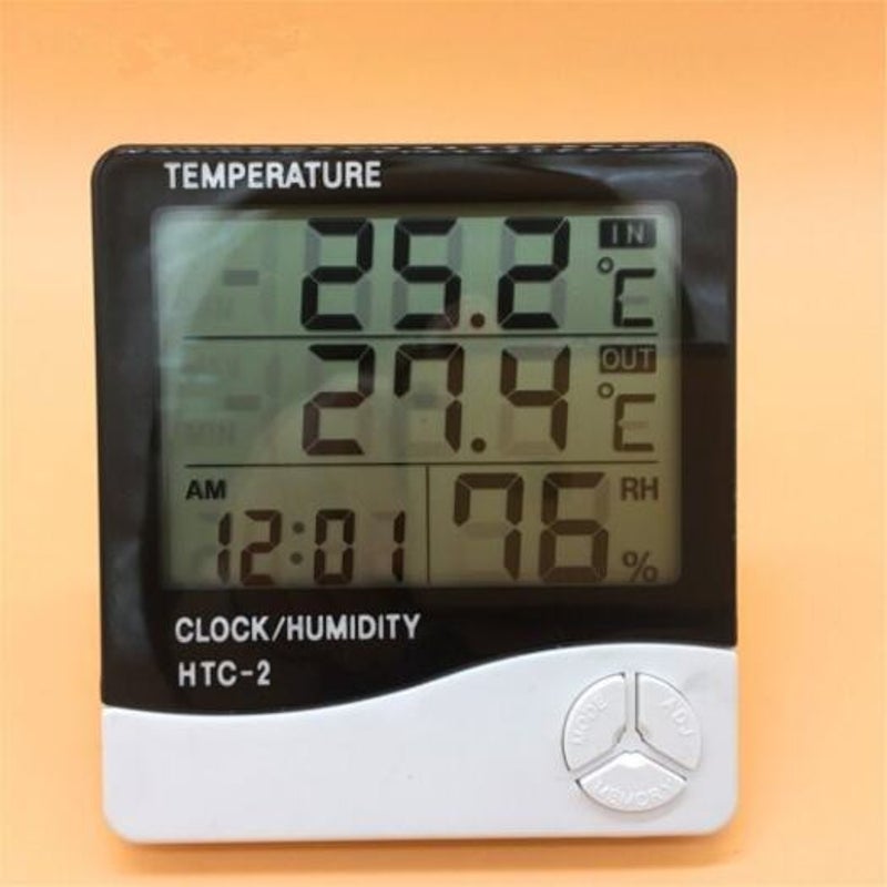 Digital Thermometer Hygrometer Electronic Lcd Humidity Meter Indoor Outdoor White
