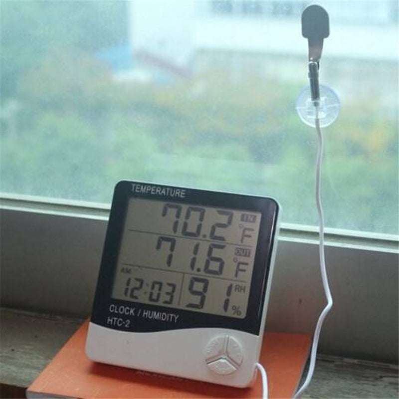 Digital Thermometer Hygrometer Electronic Lcd Humidity Meter Indoor Outdoor White