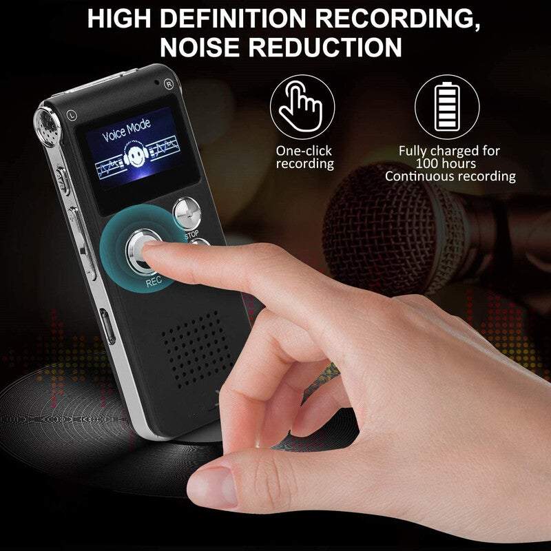 Sound Recorders Digital Voice Activated For Lectures Meetings Audio Mini Dictaphone With Mp3 Player