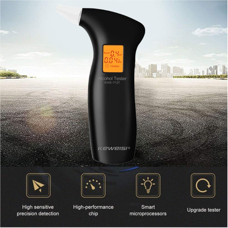 Digital Lcd Display Tester Alert Device Breathalyzer Alcohol Detector Black