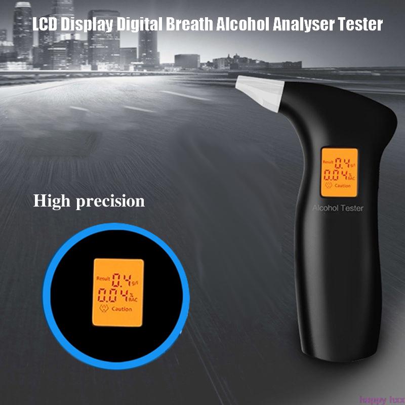Digital Lcd Display Tester Alert Device Breathalyzer Alcohol Detector Black