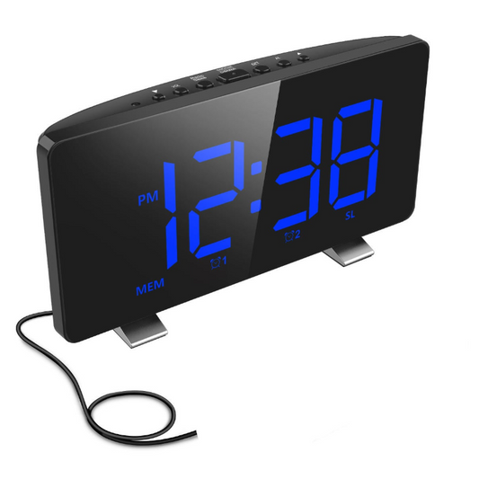 Digital Alarm Clock Automatic Dimmer With Fm Radio Dual Alarms 6.7'' Led Screen Usb Port For Charging
