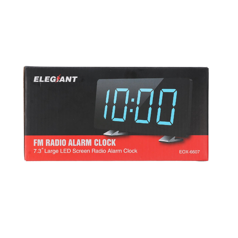 Digital Alarm Clock Automatic Dimmer With Fm Radio Dual Alarms 6.7'' Led Screen Usb Port For Charging