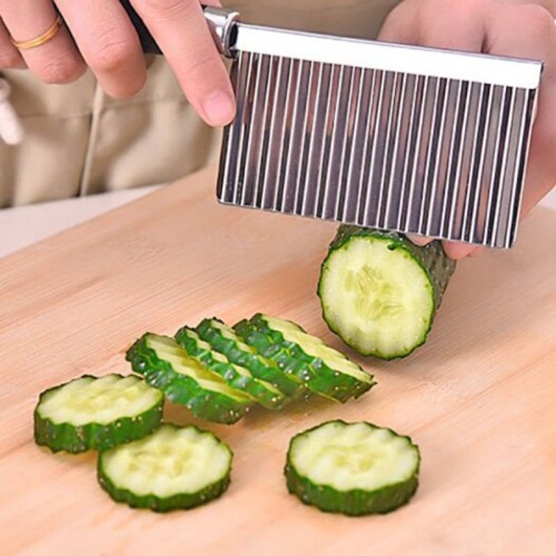 Wave Shaped Potato Cutter Stainless Steel Knife Silver