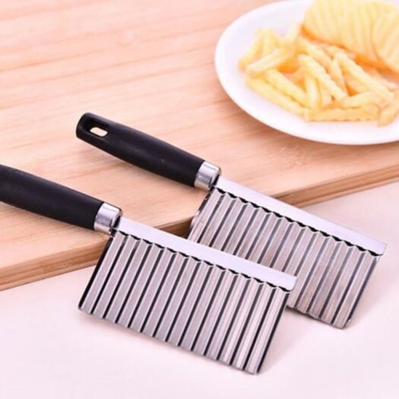 Wave Shaped Potato Cutter Stainless Steel Knife Silver
